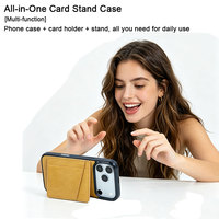 Casing HP Minimalis PU Berkualitas Tinggi untuk iPhone 15/16/17 Pro/Px, Potongan Presisi, Pelindung Belakang Full Edge, Tempat Kartu, Murni