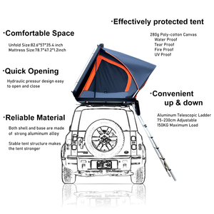 Tente de toit rigide semi-automatique en tissu Oxford, tente de camping pour voiture, type coquille - Product Image 2