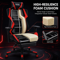 Chaise de jeu ergonomique à dossier haut, OEM ODM, personnalisable, en cuir PU, pivotante, pour ordinateur, avec base chromée inclinable en forme de papillon