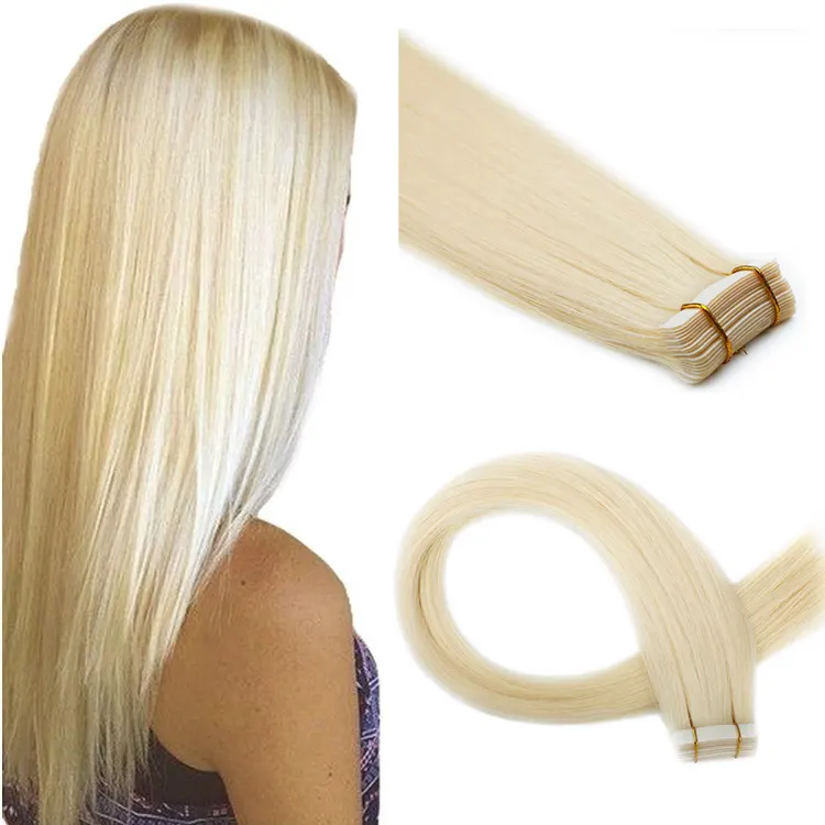 Wholesale Tape In Hair Extention Natural Looking 100% Human Ombre Tape Hair, Double Sided Blond Tape Hair Extensions