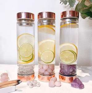 Bouteille d'eau en <span class=keywords><strong>cristal</strong></span> avec Logo personnalisé sans Bpa, avec puces <span class=keywords><strong>de</strong></span> pierres précieuses, bouteille <span class=keywords><strong>de</strong></span> thé à feuilles mobiles, bouteille d'eau en verre infusé - Product Image 4