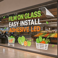 Écran LED transparent pour la publicité sur les murs vitrés des entrées de supermarchés