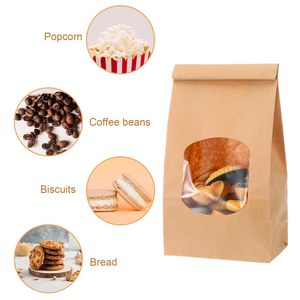 Bolsa de papel kraft marrón con ventana para pan, granos de café, galletas, palomitas de maíz, empaque reciclable de calidad alimentaria - Product Image 1