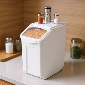 Vevor Contenant hermétique pour farine 20L en plastique avec couvercle rabattable, anti-humidité, rectangulaire, pour le stockage des aliments dans la cuisine - Product Image 2