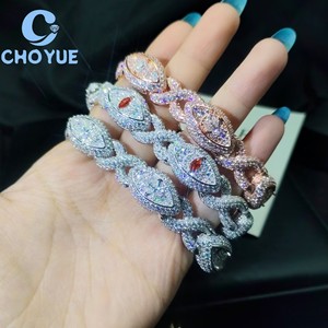 Fashion S925 Silver Moissanite Cuban Bracelet Iced Out Evil Eyes <b>Infinity</b> Design Pass Diamond Tester Hip Hop Jewelry for Men - Product Image 2