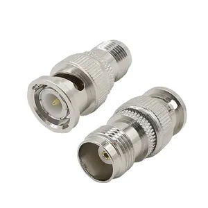 1pcs macho plugue fêmea jack reto RF coaxial conector TNC para adaptador BNC prata