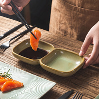 Ensemble de coupelles carrées en céramique pour sauce soja avec glaçure mouchetée pour bar à sushi, cuisine asiatique et usage quotidien à la table