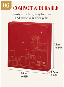Custom Luxury 12 Day Advent Calendar <b>Box</b> Book Style Two Door Red Gold Foil <b>Empty</b> OEM Christmas Countdown Packaging Wholesale - Product Image 2