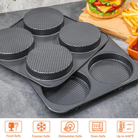 OKAY BK-C1027 Moule à 4 cavités pour pains à burger, antiadhésif, en acier au carbone, compatible lave-vaisselle, rond de 5 pouces, pour usage domestique et en cuisine