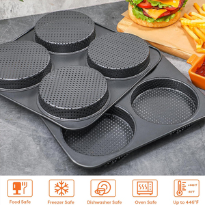 Molde para Panecillos de Hamburguesa de 5 Pulgadas, Antiadherente, de Acero al Carbono de Alta Resistencia, para Hornear Panecillos Caseros, Juego de 2 - Product Image 6