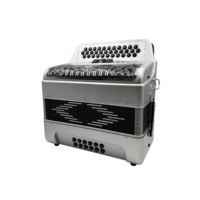 SEASOUND Accordéon Diatonique Professionnel 34 Boutons 12 Basses 3 Registers Argenté avec Grille Noire et Boutons Argentés Portable OEM JB3412C