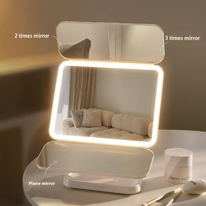 Specchio per Trucco Portatile Pieghevole a 3 Ante <span class=keywords><strong>con</strong></span> Luce LED, <span class=keywords><strong>Cornice</strong></span> in Plastica Personalizzata e Supporto - Product Image 5