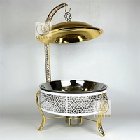 Nouveau design blanc et or, chauffe-plat en acier inoxydable 8L avec cadre perforé pour buffet d'hôtel, mariage, restauration