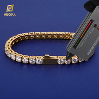 Bracelet Chaîne Tennis NUOYA en Acier Inoxydable de Haute Qualité 3/4/5mm, Sertie de Moissanite, Bijoux Hip Hop pour Hommes et Femmes