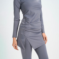 Nieuwe Trend Bescheiden Burkini Custom voor Dames Effen Kleur Sneldrogend Niet Doorschijnend Zwemkleding Set