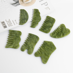 Peigne en jade vert, jade naturel, multi-spécifications, raclage des méridiens de <span class=keywords><strong>la</strong></span> tête, massage en jade, peignes de massage du cuir chevelu - Product Image 5
