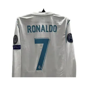 17 18 Reals Madrid Home Player Edition Long Sleeved Single Top Men's Custom Football Jersey Soccer