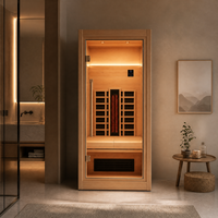 Sauna infrarouge professionnel compact pour 1 personne, en bois de pruche, faible EMF, avec chauffages au carbone, pour la thérapie et les soins de santé à domicile