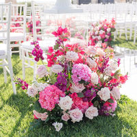 Composition florale rustique pour sol, 30-100 cm, rose poudré, toucher réel, rangée de fleurs personnalisée, fleurs d'allée, fleurs sauvages pour mariage