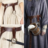 Kit Ceinture et Pochette Rétro Médiéval en Cuir PU, Sac Banane de Chevalier LARP Renaissance pour Fête Médiévale avec Protège-Arms pour Hommes et Femmes