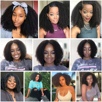 Clips de Cheveux Humains Vierge Brésiliens Afro Crépu Bouclés Personnalisés 120g/kit pour Femmes Noires, Extensions à Clips Cheveux Afro Crépu 4a 4b 4c