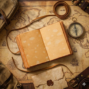 Carnet en cuir fait main avec carte du monde vintage, journal gaufré et pages à bords festonnés - Product Image 2