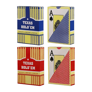 Cartes à jouer en plastique PVC imperméables Texas Hold'em de haute qualité, grand format, rouge et bleu, 88*63 mm, police mate - Product Image 1