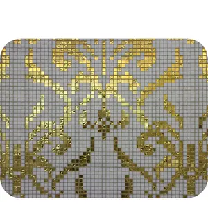 사각형 모양의 화이트 골드 꽃 패턴 공예 용품 유리 모자이크