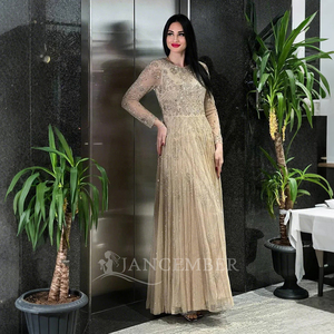 Jancember TK34-29 Dubaï à manches longues diamant soirée robes de bal formelles - Product Image 4