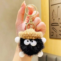 Porte-clés de voiture en fausse fourrure de vison, adorable boule de charbon, style coréen, tendance Instagram, breloque de sac en peluche au design original, cadeau