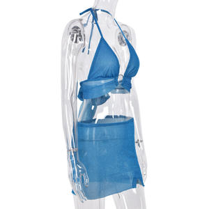 Tenues de club sexy pour femmes gothiques, paillettes roses, ensembles assortis d'été Y2k, grunge, fée, jupe deux pièces, ensemble deux pièces rose 2022 - Product Image 4