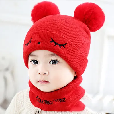 2019 new arrival autumn winter warm soft knitted wool baby scarf and hat