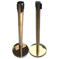 Poteau de barrière de file d'attente rétractable en acier inoxydable doré, support de barrière de file d'attente bancaire
