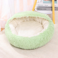 Lit pour chat confortable, lit rond pour chat avec capuche, lit rond lavable