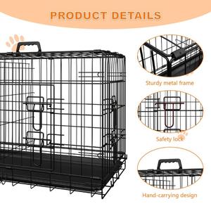 Cage pour chien, grande cage pour chien de 48 pouces avec diviseur et plateau en plastique étanche, cage en fil métallique pliable à double porte pour intérieur - Product Image 4