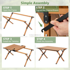 Đồ Nội Thất Ngoài Trời Ánh Sáng Gấp Di Động Dã Ngoại Du Lịch Bảng Thép Carbon Cắm Trại Gà Cuộn Hoạt Động Bảng - Product Image 4