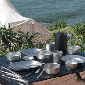Draagbare Outdoor 304 Roestvrijstalen Bestek Multifunctionele <span class=keywords><strong>Camping</strong></span> Eetkom <span class=keywords><strong>Set</strong></span> Voor Barbecue Dinerbord Serveren - Product Image 2
