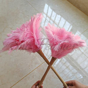 <span class=keywords><strong>Plumeau</strong></span> d'autruche <span class=keywords><strong>rose</strong></span> de style boutique avec motif teint à effet antistatique et manche en bois massif - Product Image 4