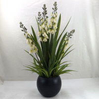 Fleurs d'orchidées artificielles résistantes aux UV avec pot, herbe en plastique, bonsaï, décoration d'intérieur, arrangement de jardin pour mariage