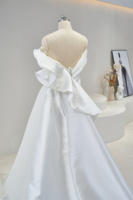 Robe de mariée plissée en satin, coupe trapèze, épaules dénudées, décolleté cœur, modèle MQD06092, pour mariées