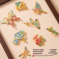 Kit de fabrication de bâtons à cheveux chinois DIY, base métallique pour épingles à fleurs, mosaïque de coquillages concassés, ensemble de pinces à épiler pour accessoires de cheveux Hanfu