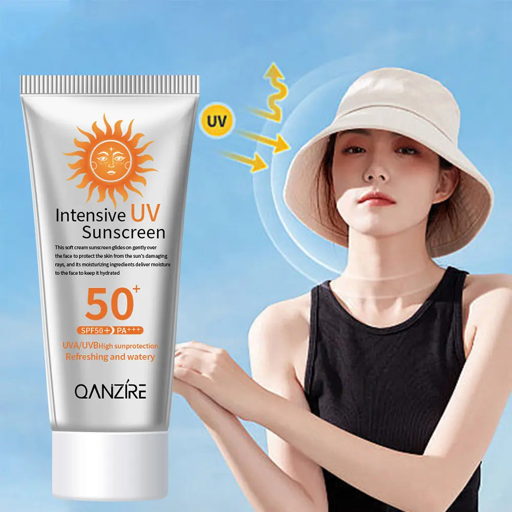 Nhãn hiệu riêng lâu Dài Chống Nước Kem chống nắng tự nhiên UVA UVB UV ray Hữu Cơ SPF 50 + quốc phòng Kem chống nắng