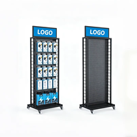 Présentoir mobile double face en acier inoxydable sur mesure de qualité supérieure pour l'aménagement intérieur de salles d'exposition d'électronique OEM/ODM