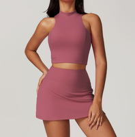 Femmes Fitness Yoga Ensembles Débardeur 2 en 1 Golf Tennis Formation Jupe 2 Pièces Costume Vêtements D'entraînement Gym Fitness Ensembles pour Femmes