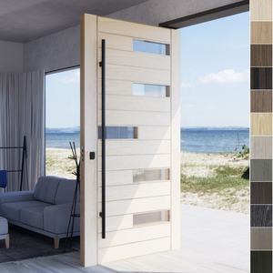 BASEN Modern Solid Wood Anti-Theft Entrance Door with Glass for Villa and Hotel Use - Product Image 2