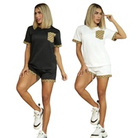 Conjunto de Camiseta y Pantalones Cortos de Ciclismo para Mujer, Diseño 3D con Logotipo Jacquard, Estampado de Diseñador, Estilo Casual, 2 Piezas, Verano 2025