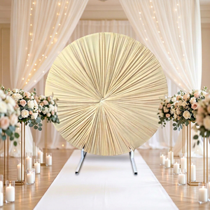 Fondo Redondo de Tela LEDA Color Crema, Decoración Clásica para Escenarios de Boda, Ligero, Hecho a Mano, para Fiestas y Eventos - Product Image 1
