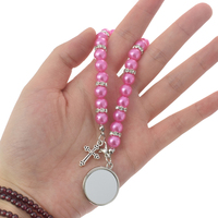 Personnalisation rapide en gros à la mode chapelet croix religieux Bracelets pour unisexe Sublimation chapelet Bracelet