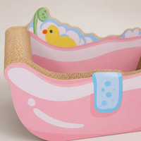 YAOYUE Griffoir pour chat en carton ondulé en forme de baignoire, avec décoration canard en caoutchouc, pour chats d'intérieur