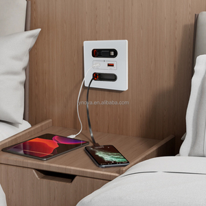 مقبس حائط USB بقوة 12 واط مع خطين شحن تلسكوبيين، مقبس ذكي عالمي من الزجاج المقوى بمنافذ USB وType-C - Product Image 3